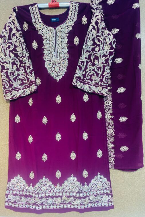 Purple/Green/White Dupatta - Image 4